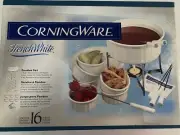 *NEW* Corningware French White 16 Piece Fondue Set Host Party 2000 NIB 1032271