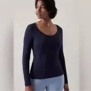Athleta Outbound Scoop Neck Long Sleeve Top Navy Blue Women’s Plus Size 1X