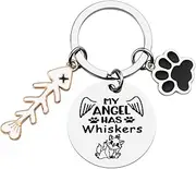 [Kilener] Cat Memorial Gifts for Loss of Cat Keychain, Pet Sympathy Gifts for Cats Memorial Gifts for Cat Lover Cat Owner Gifts for Women Men Pet Remembrance Gifts Cat - My Angel Has Whiskers