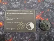 The Witcher S3- Henry Cavill Cast & Crew Gift Coin And Signed Letter.