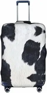 [Pvinnk] cowhide Print Protective Luggage Cover Elastic Washable Suitcase Protector Travel Gear Protector, White, Small