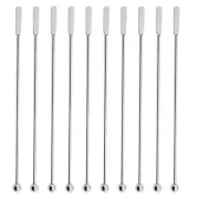 10 Pcs Cocktail Stirring Tool Stainless Steel Sticks Skewers Disco Solid