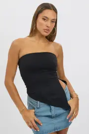 Black Supersoft Asymmetric Top Strapless - Size 16XL, Women's Bandeau