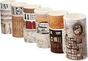 [HOODANCOS] 18rolls Vintage Washi Tapes for Scrapbooking Crafts and Journals Decorative Adhesive Paper Tapes for Creative Projects and Memory Keeping