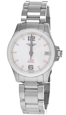 Longines Conquest V.H.P. MOP Dial Diamond SS Women's Watch L3.319.4.87.6