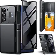 [Tongate] Wallet for Z Fold 6 Case with Privacy Screen Protector, [Dual Stands & Card Holder][Anti Spy] Built-in S Pen Holder & Camera Cover Z6 Shockproof Phone Case for Samsung Galaxy Z Fold 6, Black
