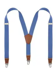 Suspenders for Men Heavy Duty Snap Hooks with 1.4 47" : 28"- 47" Azure Blue
