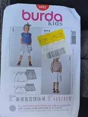 Burda Kids 9492 Skirt Sz 4-10 New Uncut