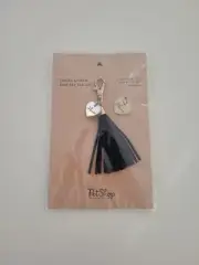Pet Shop Fringe Studio Black Tassel LOVE Charm tag dog cat purse travel bag tote