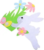 HONITANO Easter Egg Rabbit Door Sticker Nonwovens Bunny Ornament Party Craft Eater Easter Bunny Decoration Nonwovens Rabbit Spring Decorative Home Decal Pink Non-Woven Fabric
