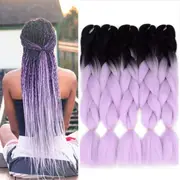 62cm Synthetic Gradient Coloured Braiding Hair Extensions - Black&Light Purple
