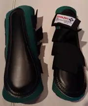 Devon Aire Back Rear Neoprene Splint Boots Easy Release GREEN Black MED NEW