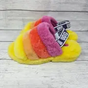 NEW! UGG PRIDE RAINBOW FLUFF YEAH SLIDE SLIPPER WOMEN'S SIZE 8
