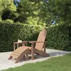 Adirondack Chairs with Footstool Outdoor Beach Chair with Footstools Brown