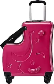 [Generic] Boys Ride On Luggage - 3-Digit Password Lock Case, Kids Rolling Trolley | 20 Inch Travel Suitcase with Silent Wheels, Secure Handlebars, Comfortable Seat Belts and Pedals Making Trips More Enjoyable