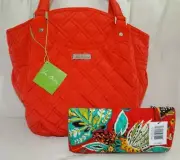 VERA BRADLEY GLENNA Purse Canyon Sunset Microfiber & Free Trifold Wallet - NWT