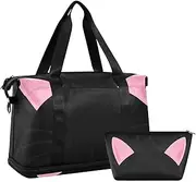 [Amooorous] Cartoon Cute Cat Gym Duffel Bag Gym Sports Carry with Toiletry Bag for Trip Waterproof, cartoon cute cat, 1 size