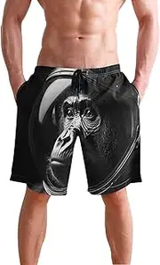 [XYMZR] Cool Gorilla Black White Men's Swim Trunks Quick-Dry Bathing Suit Swimming Board Shorts S