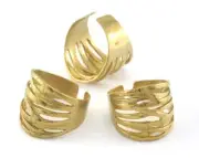 Stripes Adjustable Ring Raw Brass (18.5mm 8.5US inner size) 3592 ring22