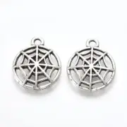 12 Spider Web Halloween Charms Antique Silver Tone 17 x 14 mm US Seller 1142