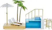 RAINBOW HIGH Color Change Pool and Beach Playset : 7-in-1 Light-Up-Multicolor Changing Pool, Adjustable Umbrella, and Pool Accessories. Fits 7 Fashion Dolls, Toy for Kids Ages 6 Plus