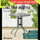 ALFORDSON Outdoor Furniture Patio Coffee Side Table Garden 60CM Glass Grey