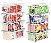 iSPECLE Chest Freezer Organizer Bins - 8 Pack Small Stackable Deep Freezer Organizer Bins for Most 7 Cu.FT Freezer Sort Frozen Meats, Freezer Storage Bins Easy Access Food without Digging, White
