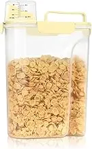 LEAWALK 10Lbs Rice Container, Cereal Containers Storage, 6Qt Dry Food Airtight Dispenser, 5L Pet Dog Cat Food Storage BPA Free, Clear Plastic Kitchen and Pantry Organization Bin (yellow-1Pack)