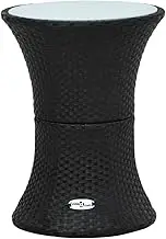 Garden Table Garden Side Table Drum Shape Black Poly Rattan