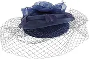 [FOMIYES] Bride Fascinator Hat Elegant Headband for Women Netted Wedding Headdress for Tea Parties Banquet and Weddings Navy