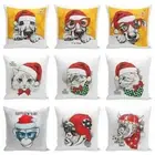 Polyester Cotton Pillow Case Christmas Dog Cat Monkey Printing Cushion Cover