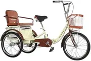 Three Wheel Bike, 3 Wheel Bikes Adult Tricycle Seniors Trike 20Inch Cruise Bicycles Bike with Basket for Recreation Shopping Exercise Men's Women's Bike Cycling Pedalling