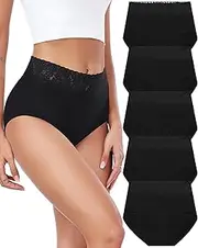 [RHYFF] Womens Underwear Cotton Lace Panties High Waist Panty Soft Breathable Ladies Hipster Full Coverage Briefs S-3XL