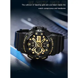 2023 SANDA 3128 男士手錶雙顯示 LED 數字手錶豪華軍用石英手錶