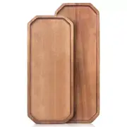 Set of 2 Wooden Serving Platters Food Tray Charcuterie Boards Large Acacia Wo...