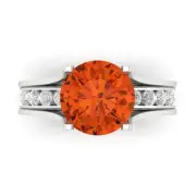 2.89ct Round Cut Red Stone Ring Band bridal Set Sliding 14k White solid Gold