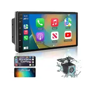 Double Din Car Stereo Carplay Android Auto, 2+32G 7 Inch Touchscreen Radio,Bluetooth,FM Receiver,Ca Black