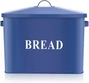 Navy Blue Bread Box for Kitchen Countertop, Metal Bread Bin Holder for Modern Fa