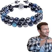 Triple Protection Bracelet, Handmade Crystal Bracelet, Handmade Crystal Bracelet Tigers Eye Black Obsidian Hematite Beads Triple Protection Bracelet Crystal Jewelry for Men Women Matx-au