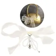 Chic Pearl Heart and Ribbon Bowknot Strap Lanyard for Women s Phone Decoration