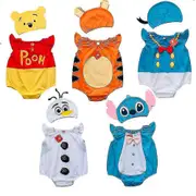 Baby Romper Infant Boy Baby Girl Clothes Winnie The Pooh Mickey Minnie Olaf Sleeveless Jumpsuit With Hat Costume Q Donald Duck 70