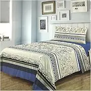 3 Piece Flat Sheet Set, Fitted Sheet, Flat Sheet and Pillowcase, Fine Fresh Sheets for Spring and Summer, Flat Sheet (D3, 150cm)