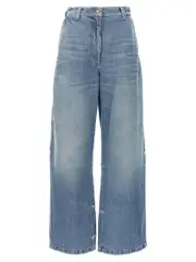 [Palm Angels] Palm Angels-Washed Logo Jeans Celeste-Donna 26 Light Blue