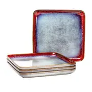 Ceramic Square Dinner Plates 11 Inch Large Serving Dishes Set of 4 for Steak