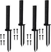 Dualoai 4X Fence Post Repair Posts, Fence Post Set, Easy to Install, Black, Heavy Duty Wooden Fence Set, Fence Post