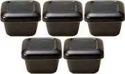 Set of 5, Black Glazed Rice Box (Meshibitsu), 2 Pieces (Banko Ware), 6.3 x 6.3 x 4.3 inches (16 x 16 x 11 cm), Open Fire | Ohitsu