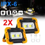 2-Pack LED COB Work Light Floodlight Rechargeable Portable 30W USB Lamp Set US