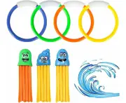 Diving Toy, Outdoor Swimming Pool Toy, Pool Diving Toy for Children, Underwater Toy Summer, 3 Pieces Diving Octopus and 4 Pieces Diving Rings Pool Toy