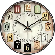 Wall Clock, Vintage Decorative, w/ Large Arabic Numerals, Living Room & Bedroom