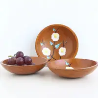 在飛比找蝦皮購物優惠-現貨木製水果盤 桃花零食盤 仿古圓形餐盤 盤子 餐盤 木碗碟